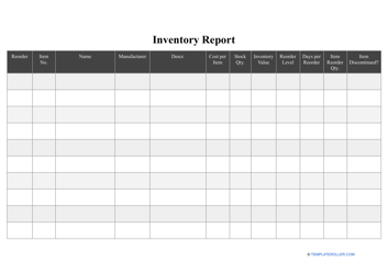 Document preview: Inventory Report Template