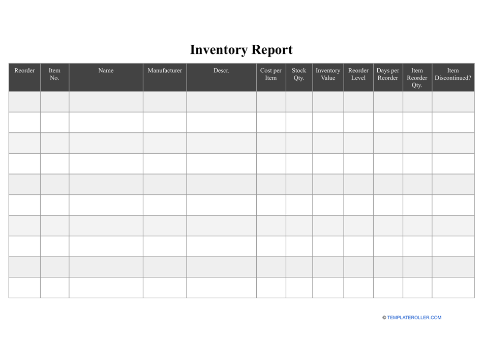 Inventory Report Template, Page 1
