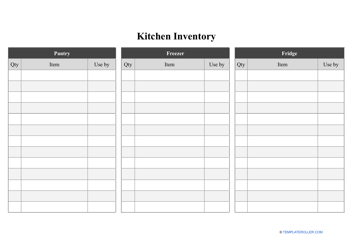 &quot;Kitchen Inventory Template&quot;