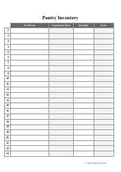 Document preview: Pantry Inventory Template - Big Table
