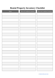 Document preview: Rental Property Inventory Checklist Template - Table