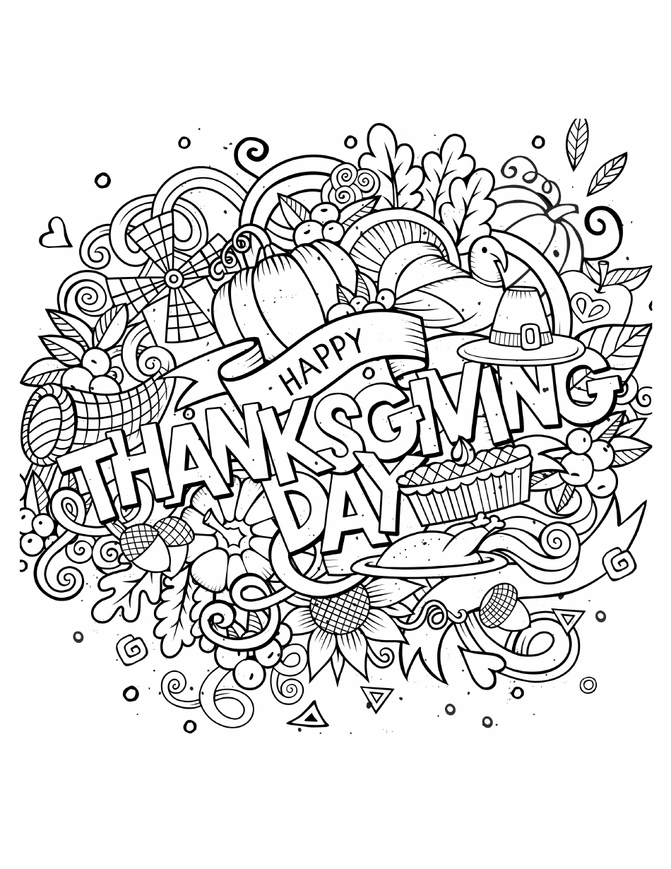 Happy Thanksgiving Day Coloring Sheet Image Preview