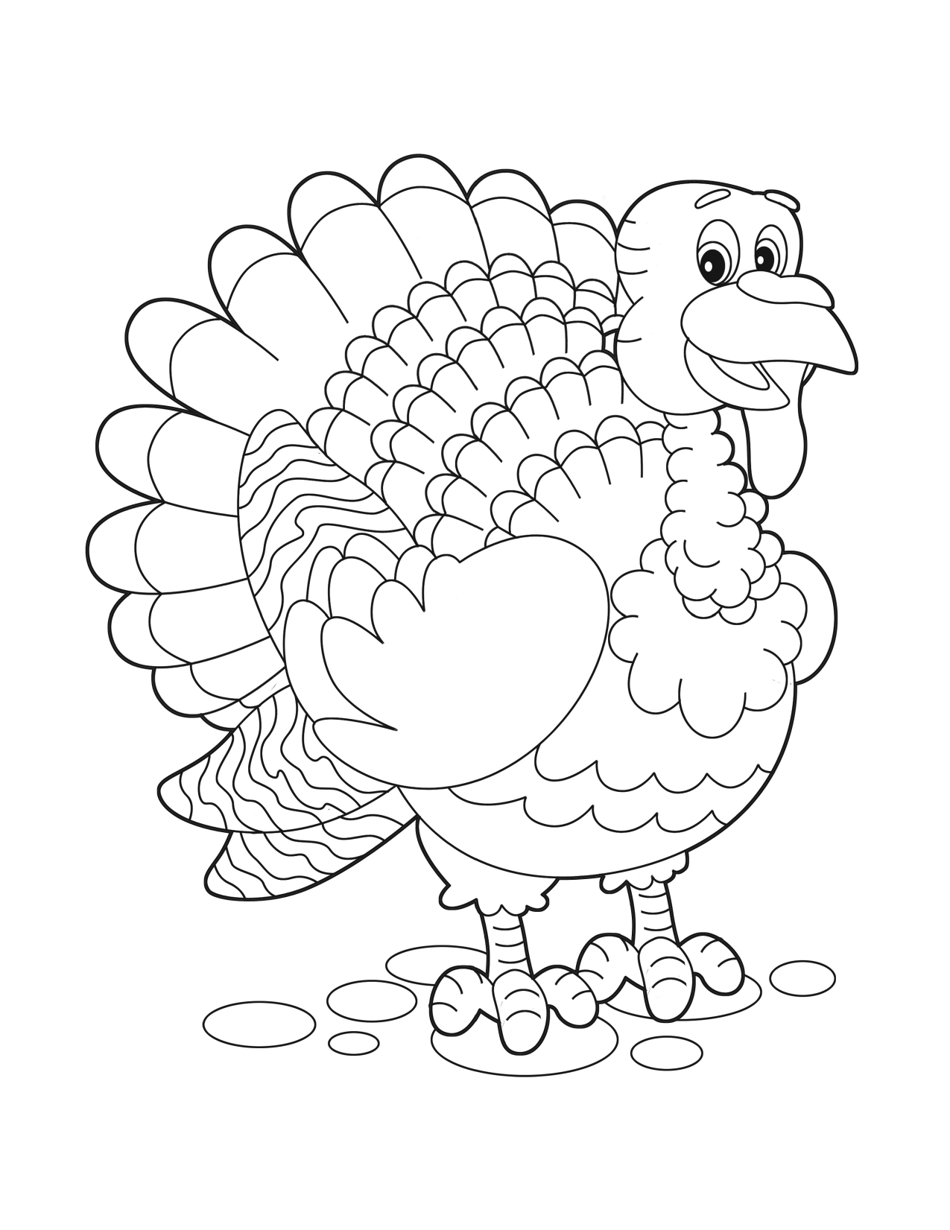 Thanksgiving Coloring Sheet - Cute Turkey - TemplateRoller