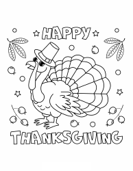 Document preview: Happy Thanksgiving Coloring Sheet - Turkey