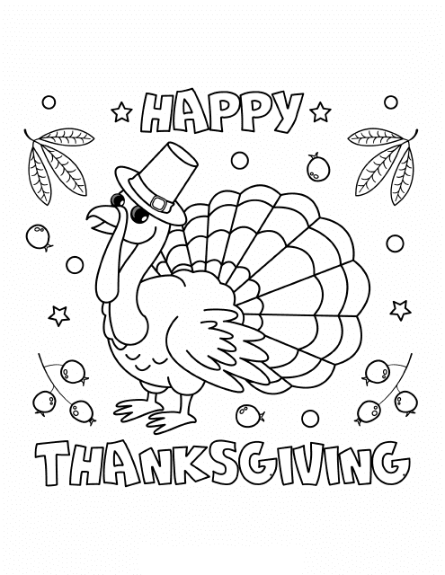 Happy Thanksgiving Coloring Sheet - Turkey