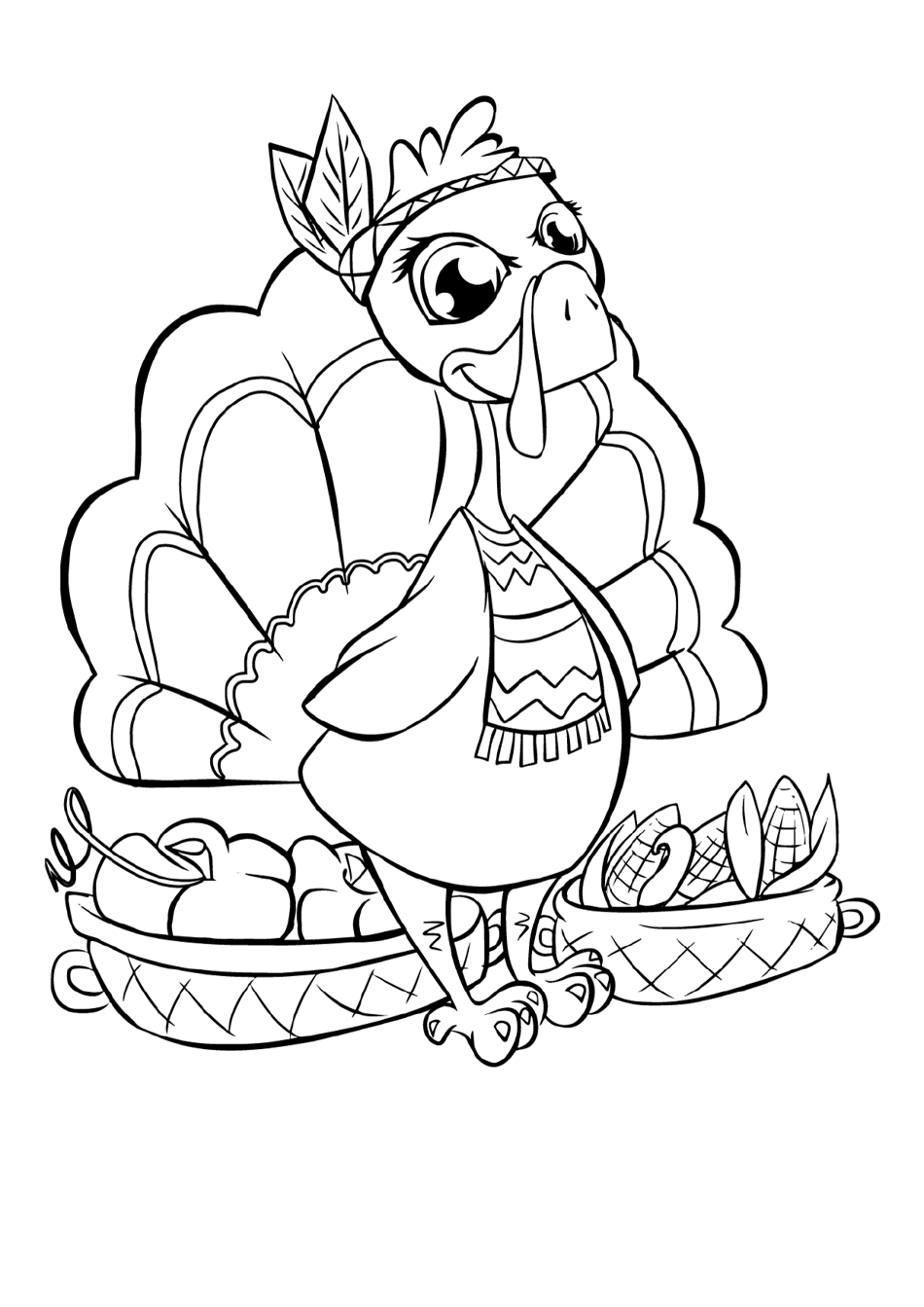 Thanksgiving Coloring Sheet with a Beautiful Turkey