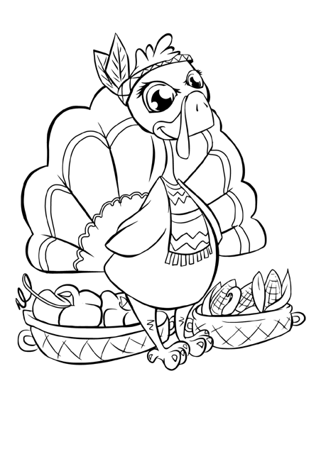 Thanksgiving Coloring Sheet - Beautiful Turkey