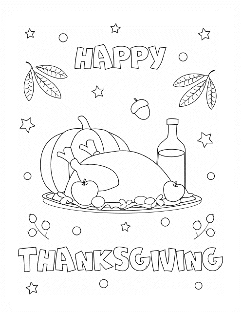 Thanksgiving Dishes Coloring Sheet