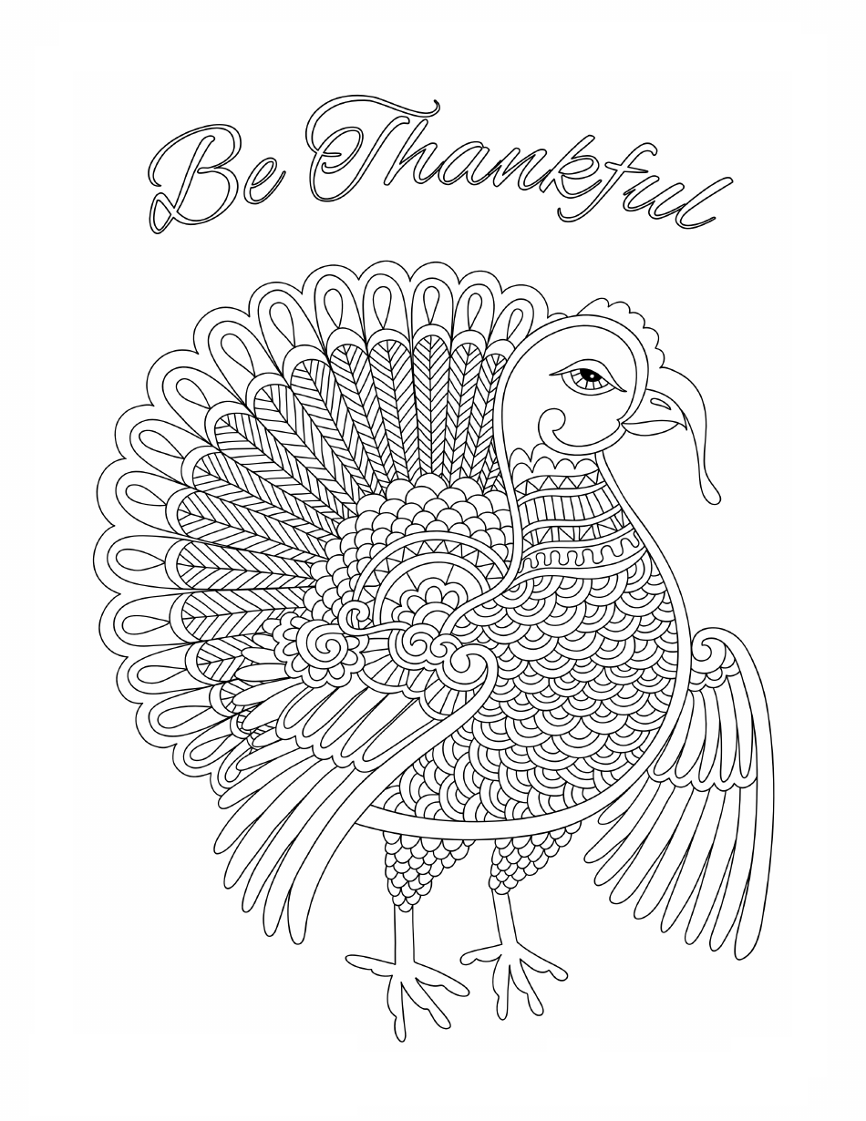 Preview of the Thanksgiving Coloring Sheet - Be Thankful document