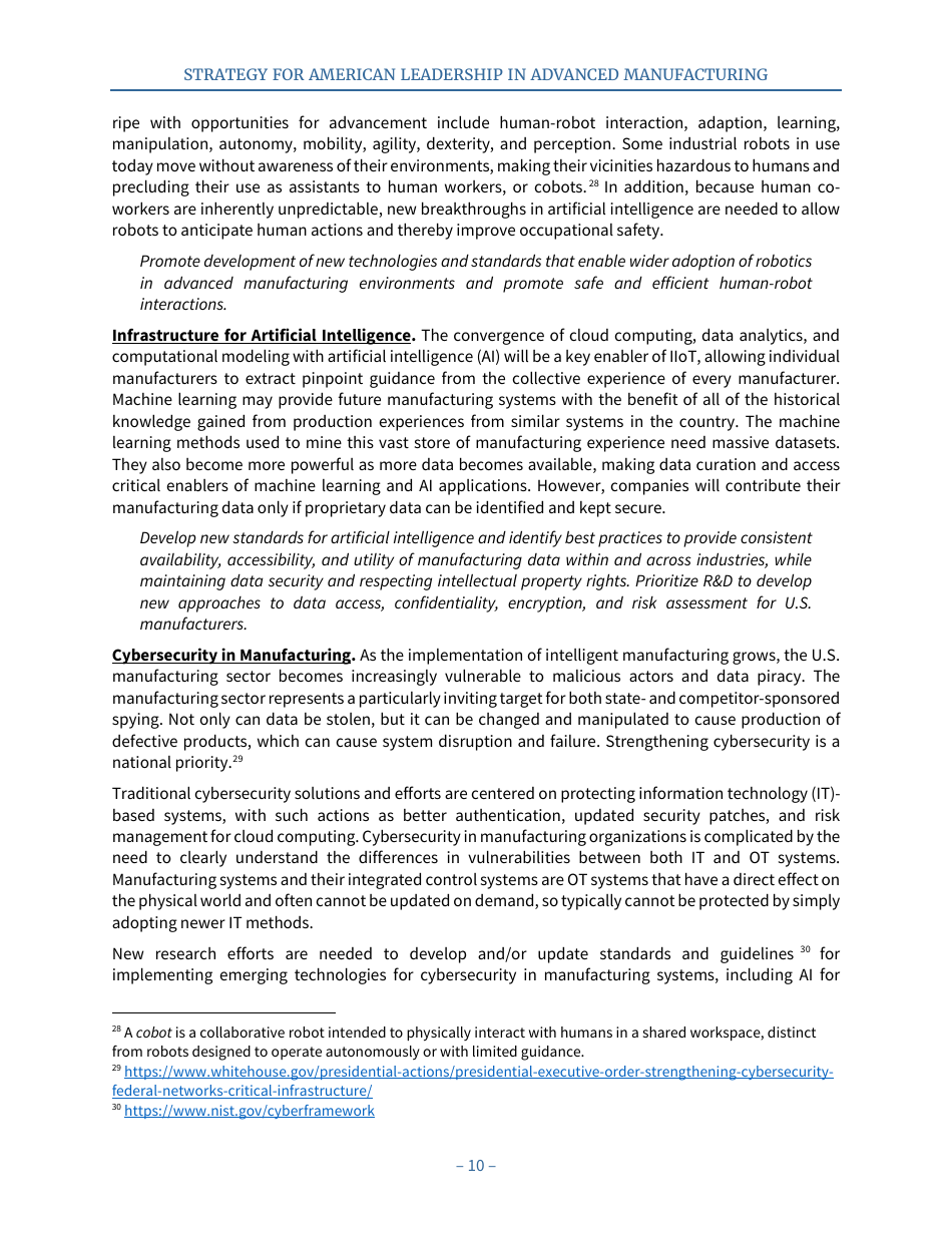 Strategy for American Leadership in Advanced Manufacturing, Page 15