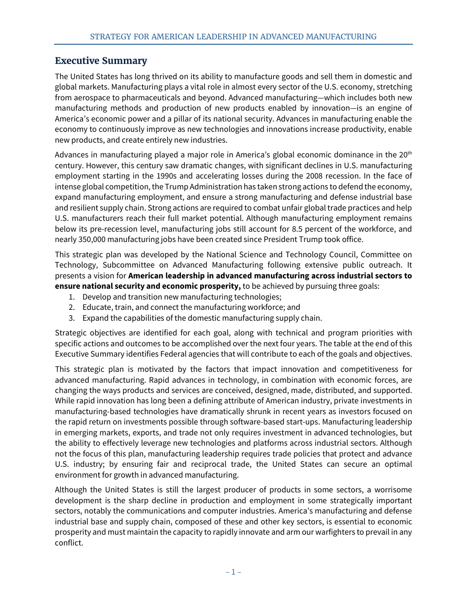 Strategy for American Leadership in Advanced Manufacturing, Page 6