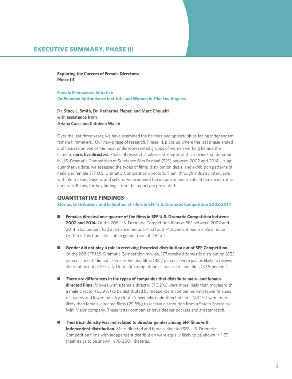Exploring the Careers of Female Directors: Phase Iii - Dr. Stacy L. Smith, Dr. Katherine Pieper, Marc Choueiti With Assistance From Ariana Case and Kathleen Walsh, Page 5