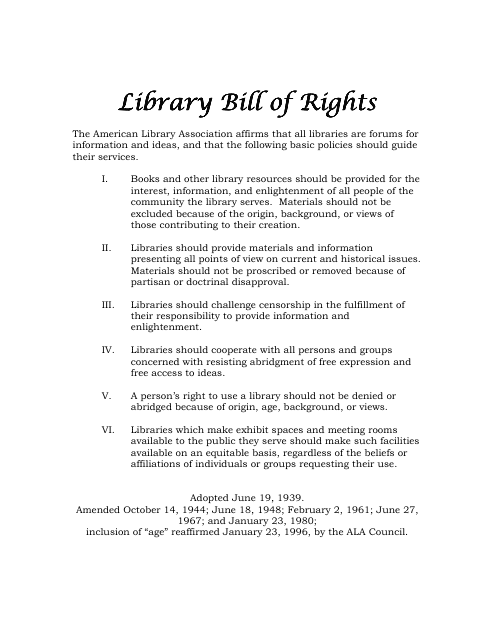 Library Bill of Rights - A Comprehensive Guide to Freedom of Information in Libraries