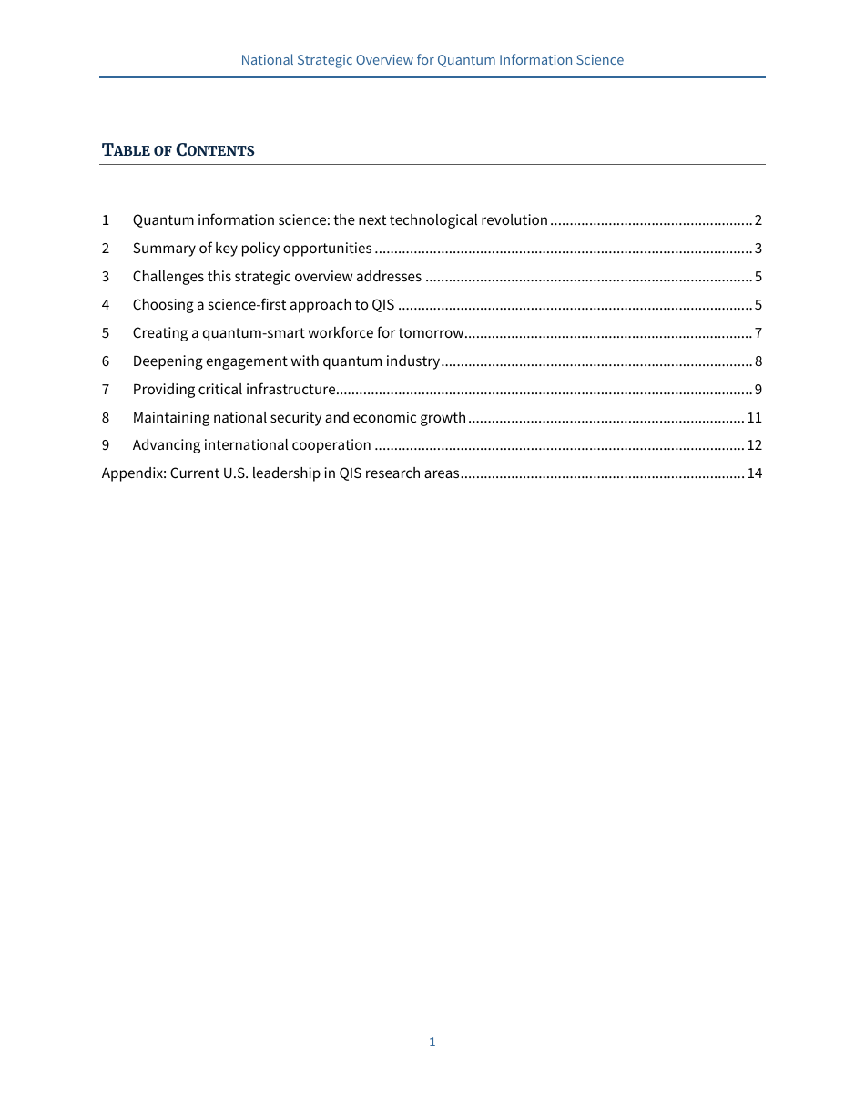 National Strategic Overview for Quantum Information Science, Page 5