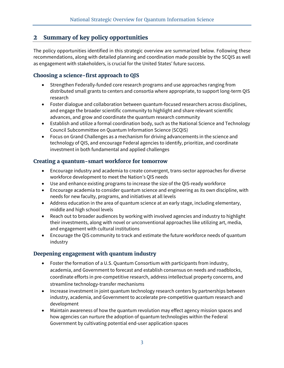 National Strategic Overview for Quantum Information Science, Page 7