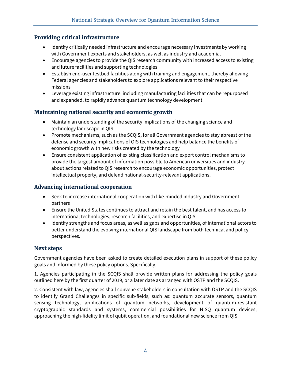 National Strategic Overview for Quantum Information Science, Page 8