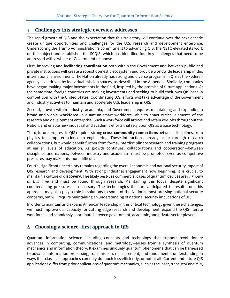 National Strategic Overview for Quantum Information Science, Page 9