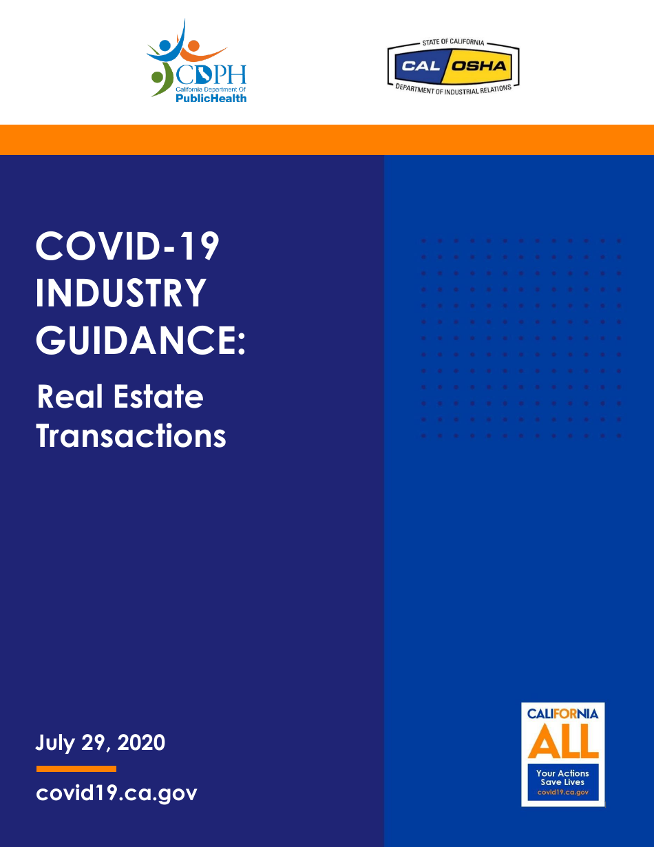 Covid-19 Industry Guidance: Real Estate Transactions - California, Page 1