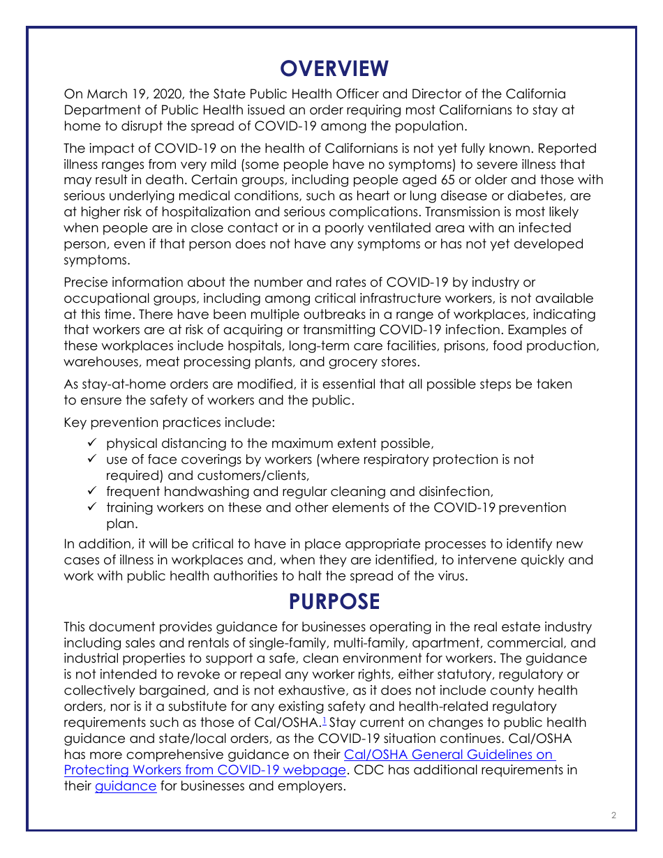 Covid-19 Industry Guidance: Real Estate Transactions - California, Page 2
