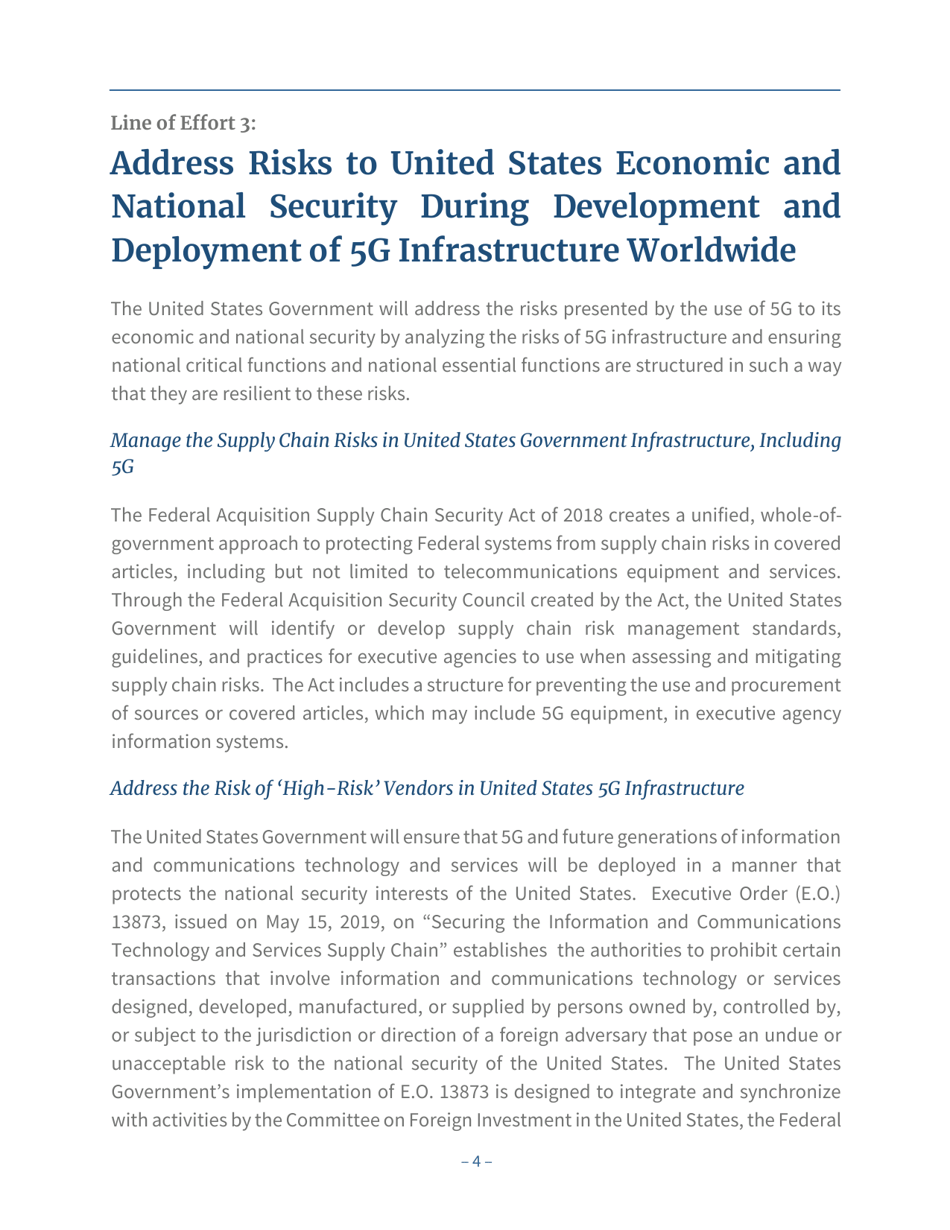 National Strategy to Secure 5g of the United States of America, Page 8