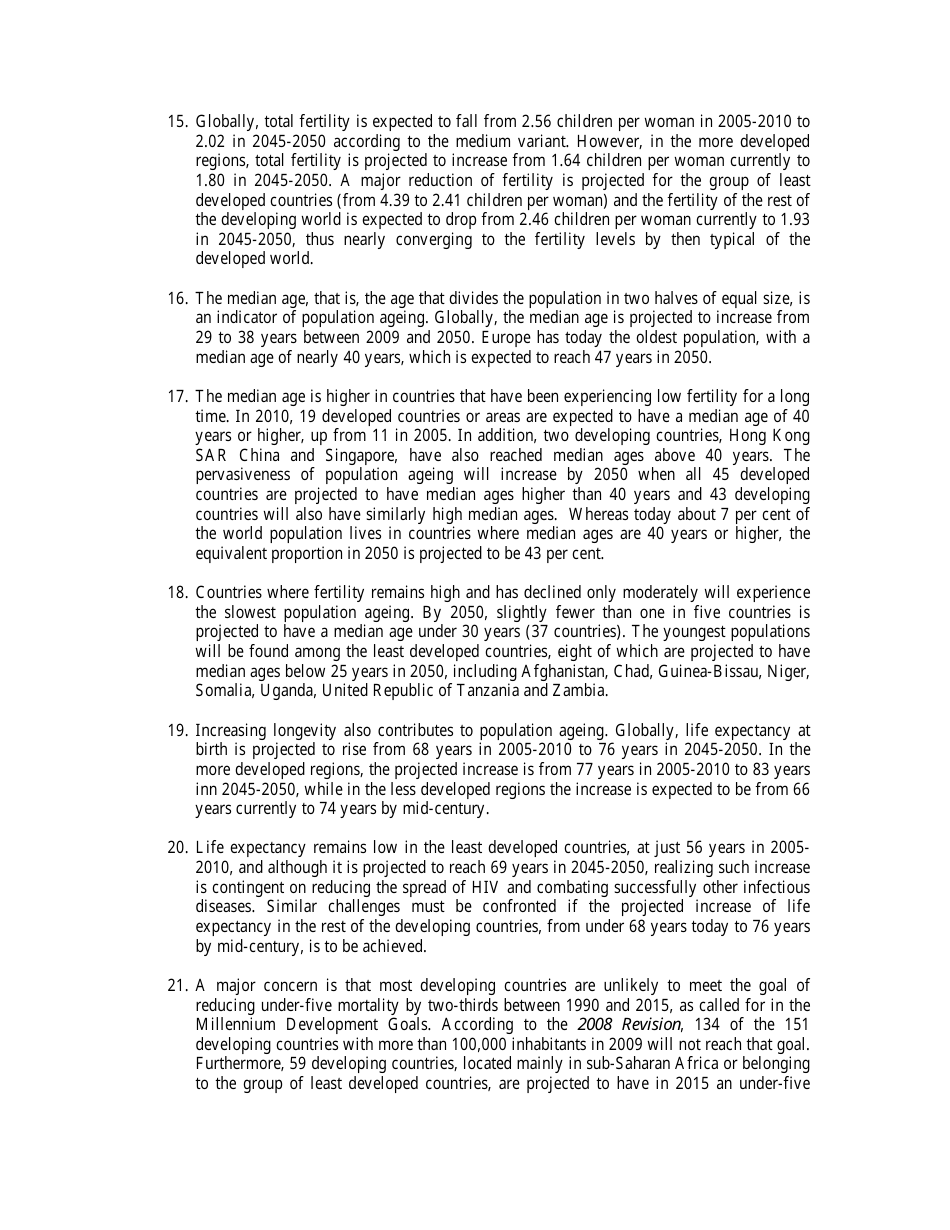World Population to Exceed 9 Billion by 2050: Developing Countries to Add 2.3 Billion Inhabitants With 1.1 Billion Aged Over 60 and 1.2 Billion of Working Age - Press Release, Page 6