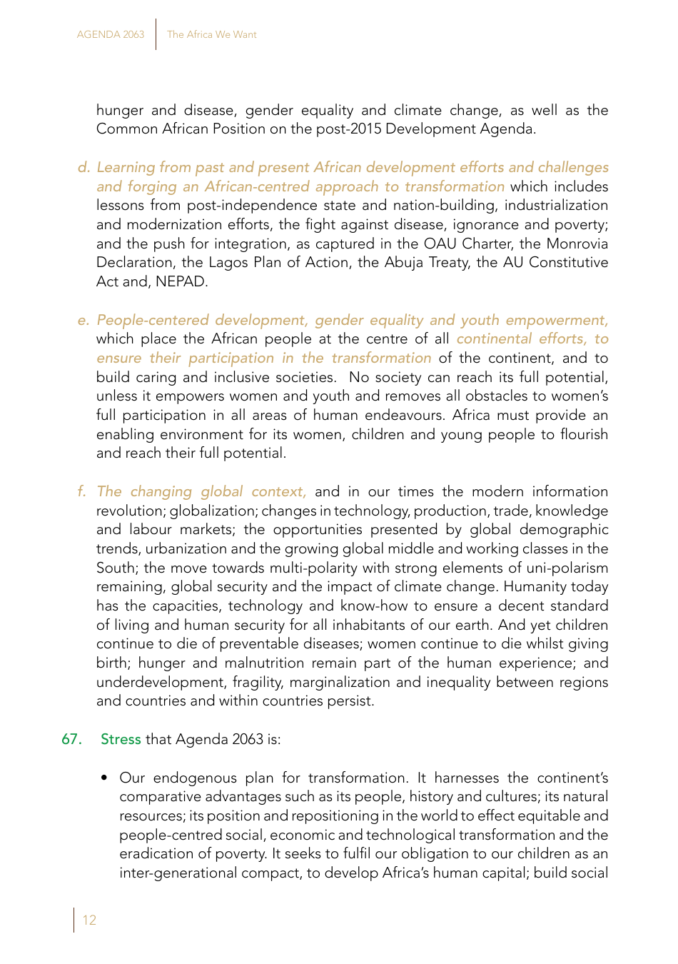 Agenda 2063: the Africa We Want, Page 14