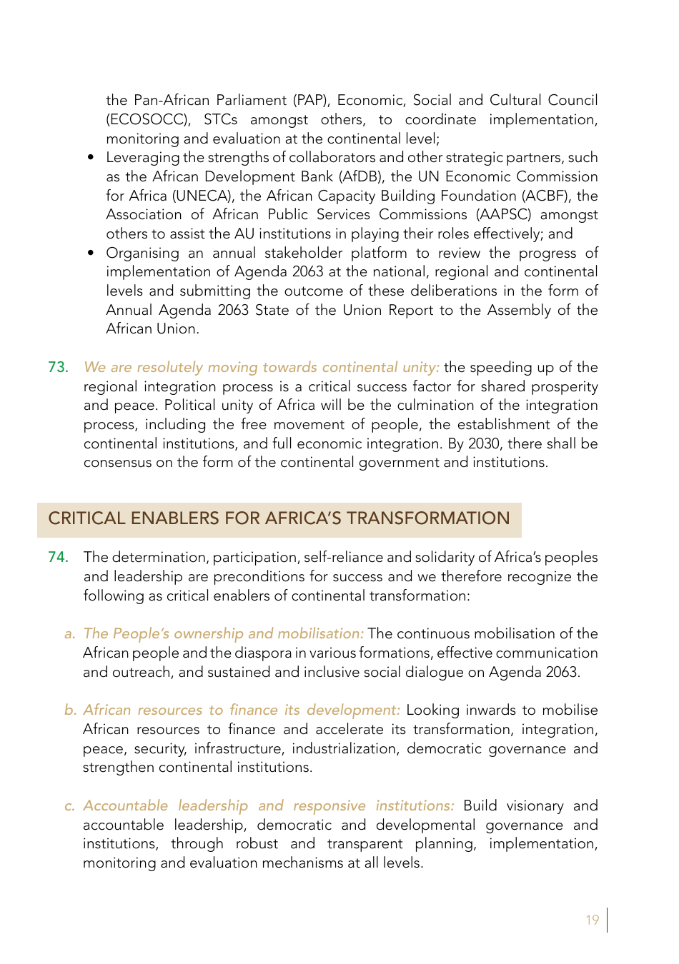 Agenda 2063: the Africa We Want, Page 21