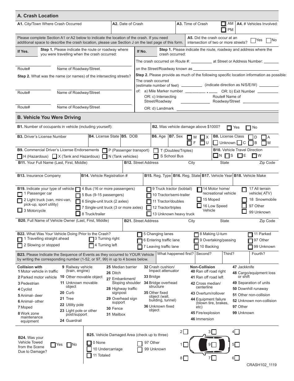 Motor Vehicle Crash Operator Report - Massachusetts, Page 2
