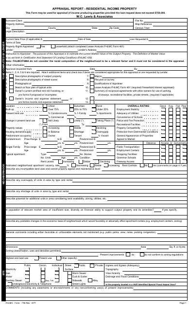 Fannie Mae Form 71B Appraisal Report - Residential Income Property