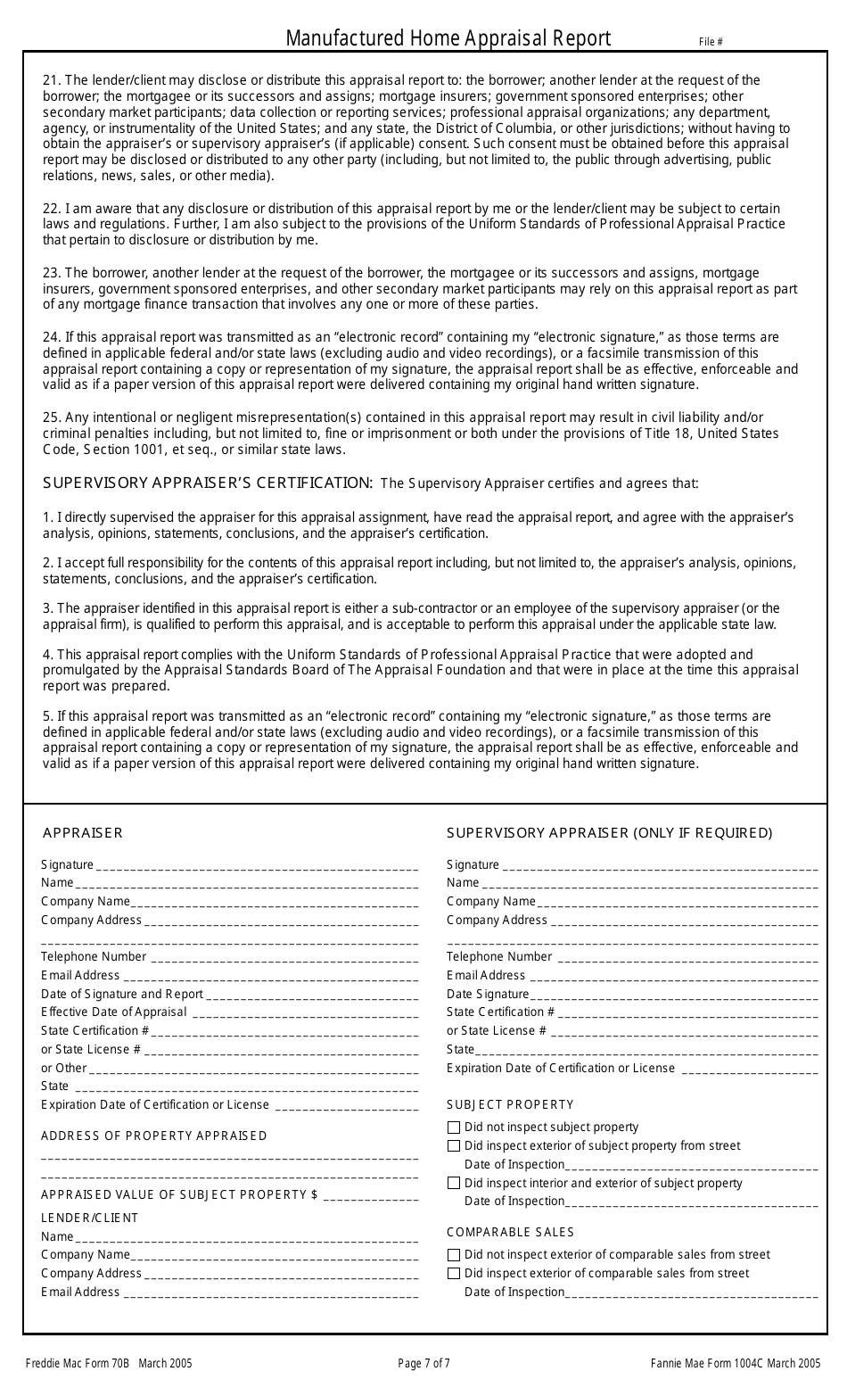 Fannie Mae Form 1004C Manufactured Home Appraisal Report, Page 7