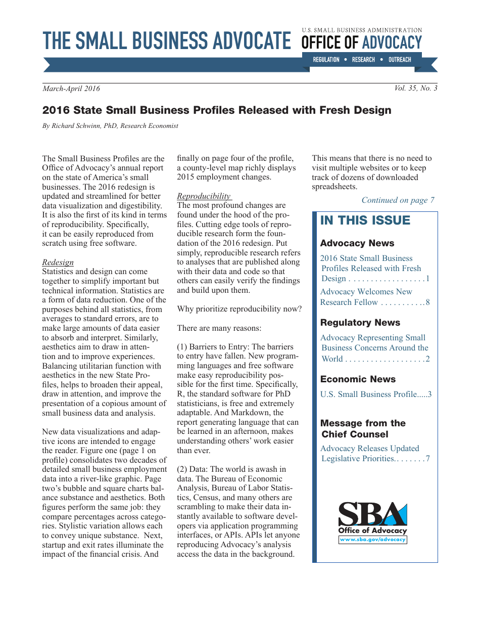 State Small Business Profiles Released With Fresh Design - Richard Schwinn, Page 1