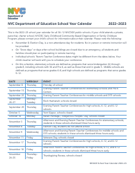 School Calendar 2022 to 2023 - New York