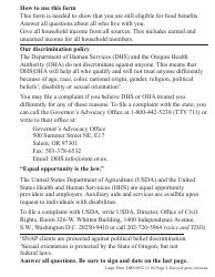 Form DHS0852 Interim Change Report for Supplemental Nutrition Assistance Program (Snap) - Large Print - Oregon, Page 2