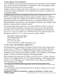 Formulario DHS0852 Informe De Cambio Provisorio Para El Programa De Asistencia De Nutricion Suplementaria (Snap) - Letra Grande - Oregon (Spanish), Page 2