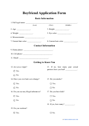 Document preview: Boyfriend Application Form