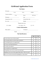 Document preview: Girlfriend Application Form
