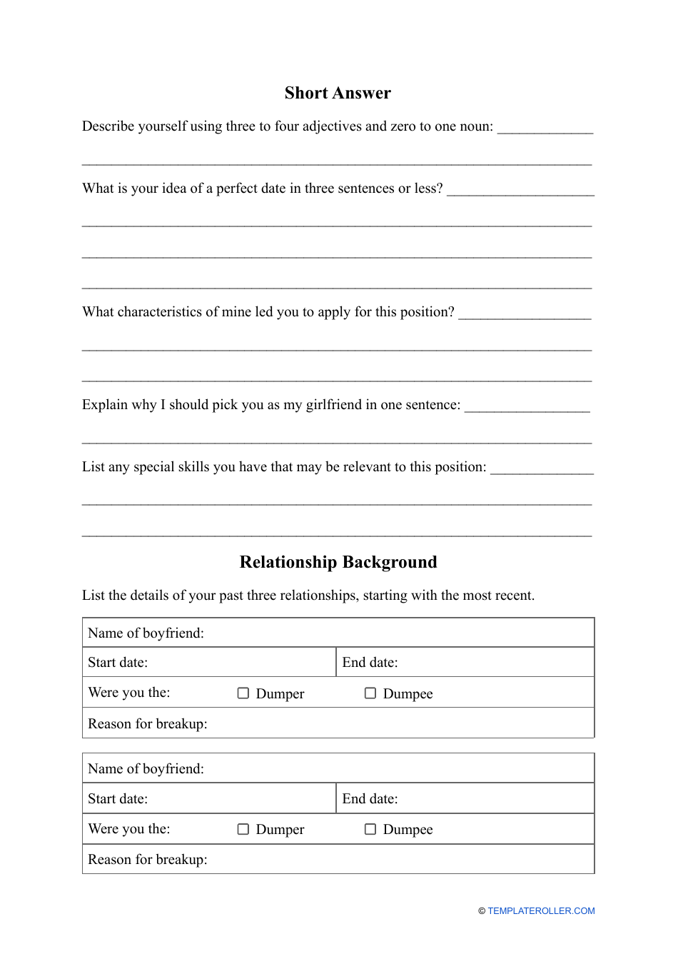 Girlfriend Application Form, Page 3