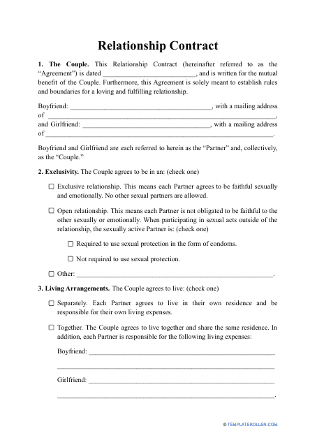 Relationship Contract Template Download Pdf