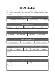 Document preview: Bdsm Checklist Template
