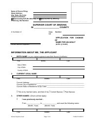 Document preview: Form CVNC11F Application for Change of Name for an Adult - Arizona