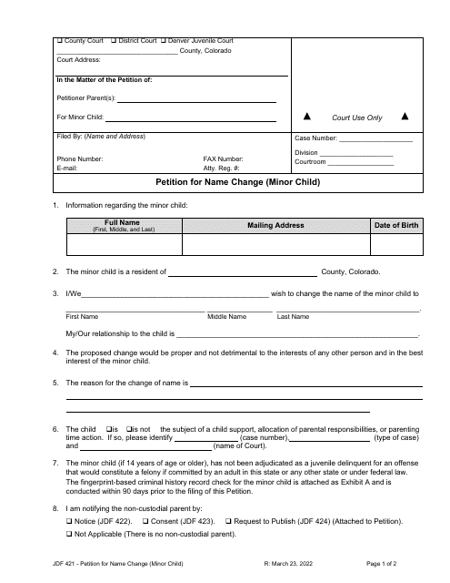 Form JDF421  Printable Pdf