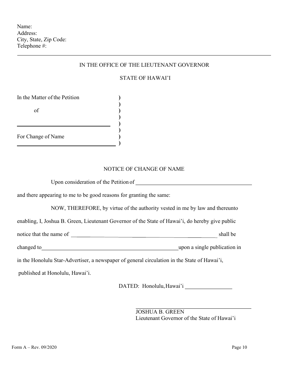 Form A Name Change of Individual - Hawaii, Page 10