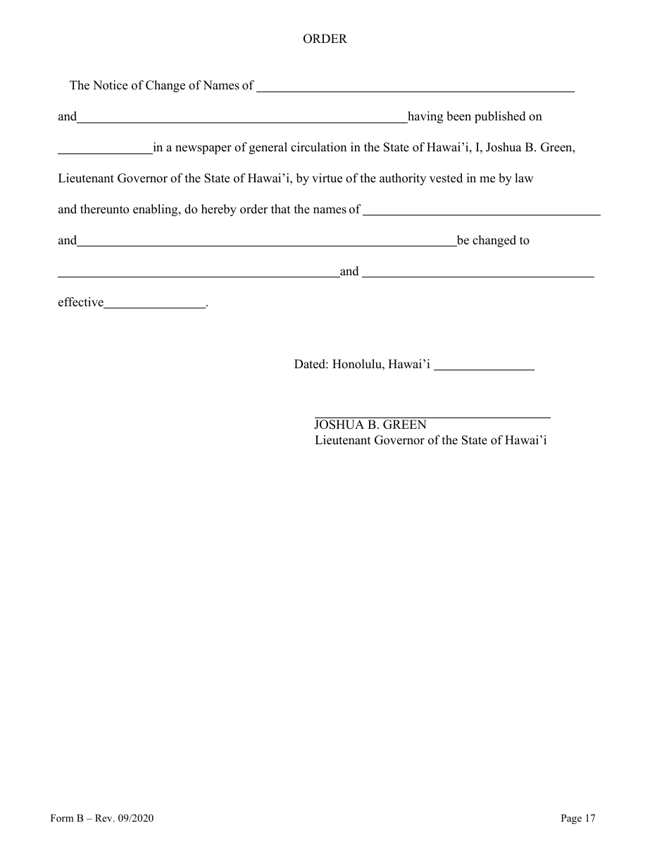 Form B Name Change for Couple - Hawaii, Page 17