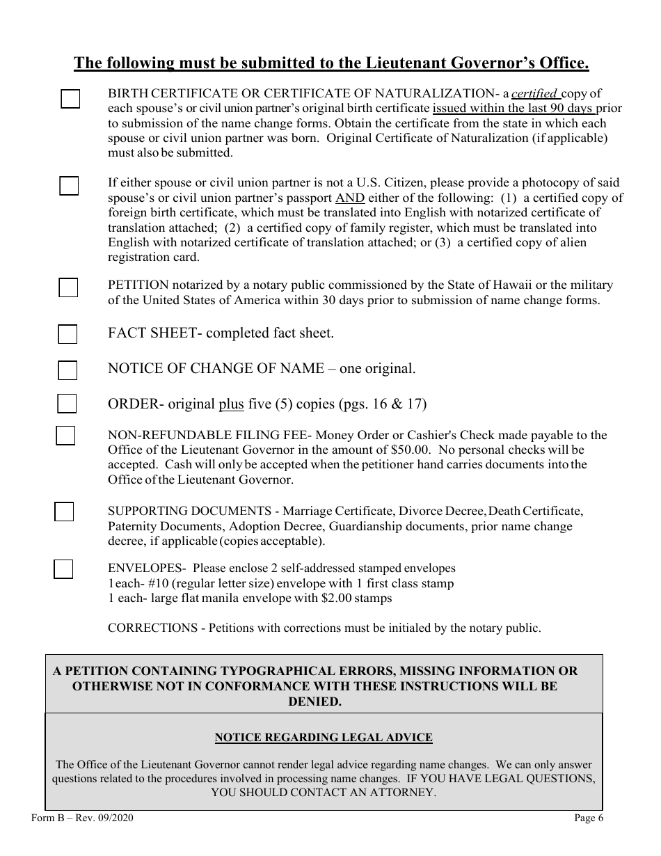 Form B Name Change for Couple - Hawaii, Page 6
