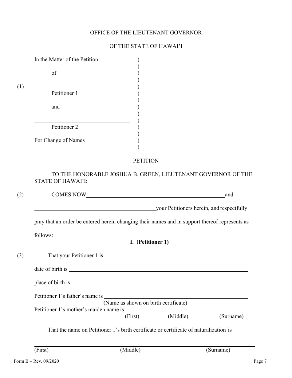 Form B Name Change for Couple - Hawaii, Page 7