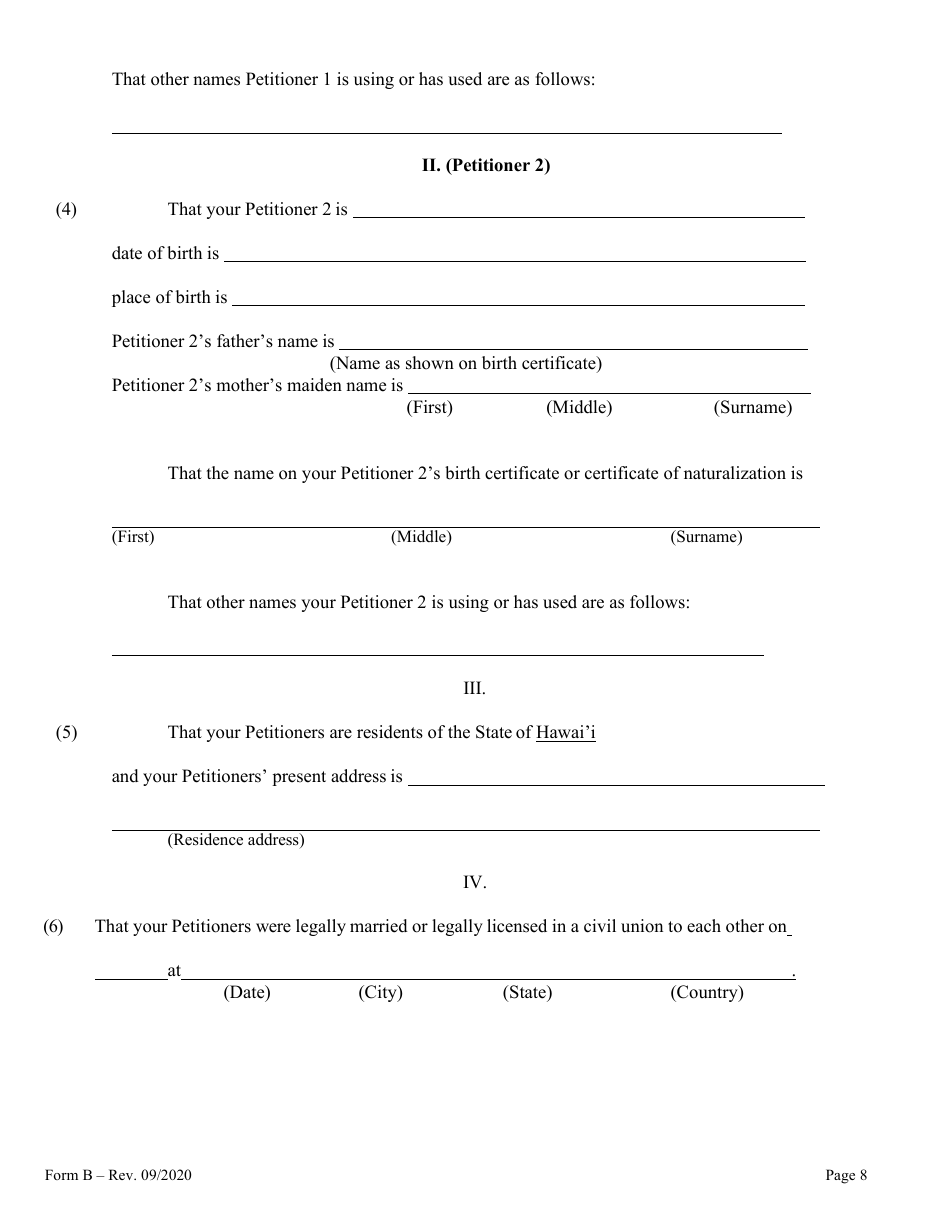 Form B Name Change for Couple - Hawaii, Page 8