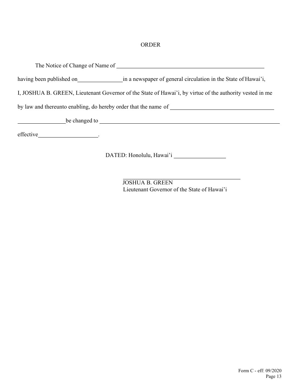 Form C Name Change of Minor by Both Parents or Legal Guardian - Hawaii, Page 14