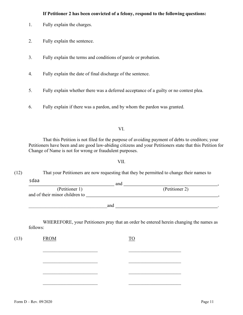 Form D Name Change for Family - Hawaii, Page 11