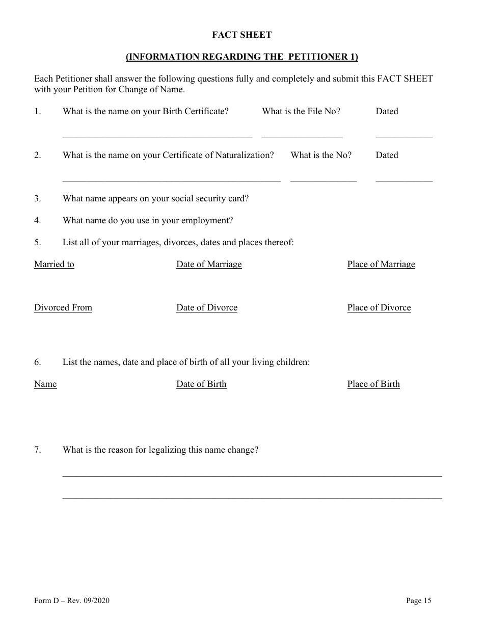 Form D Name Change for Family - Hawaii, Page 15