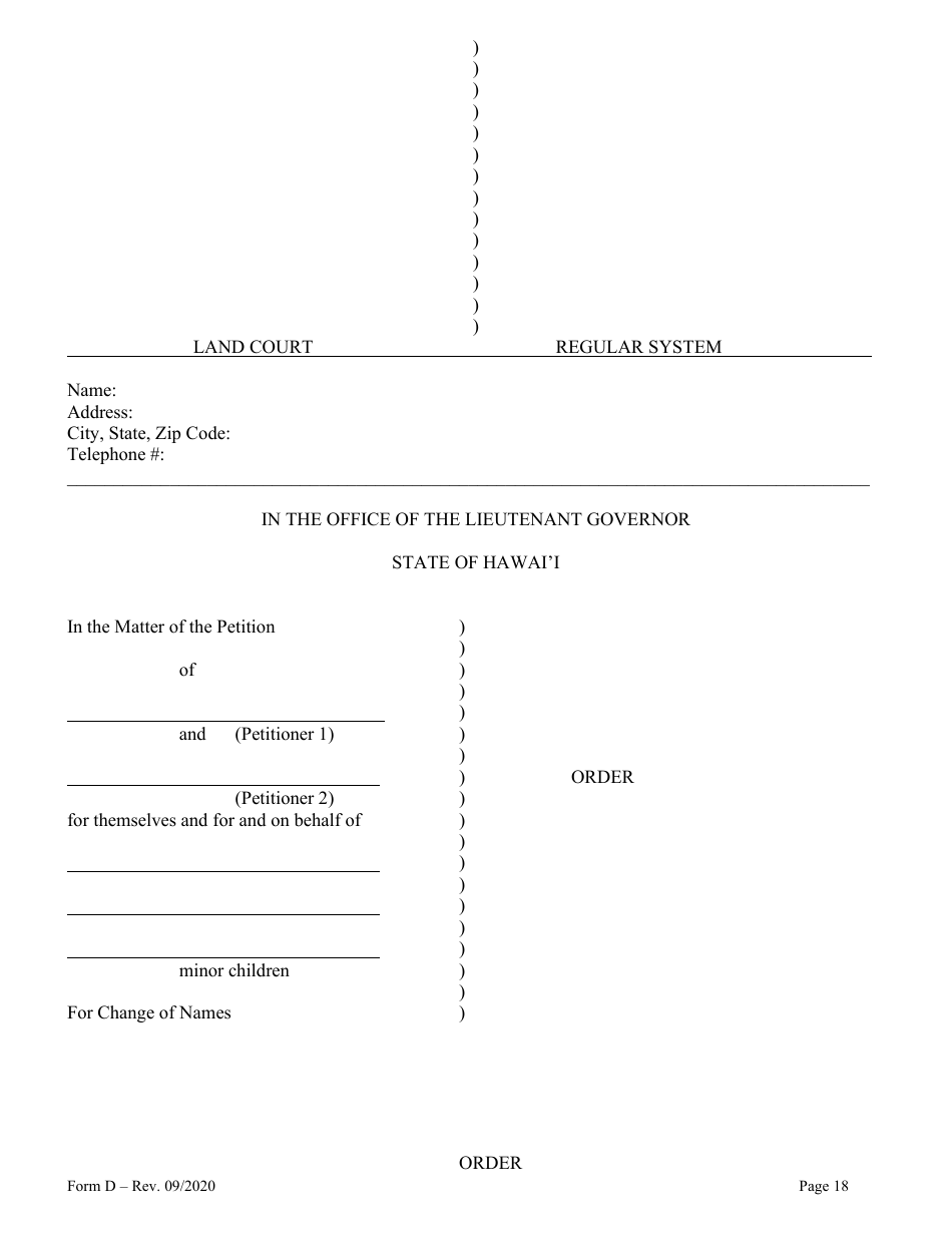 Form D Name Change for Family - Hawaii, Page 18
